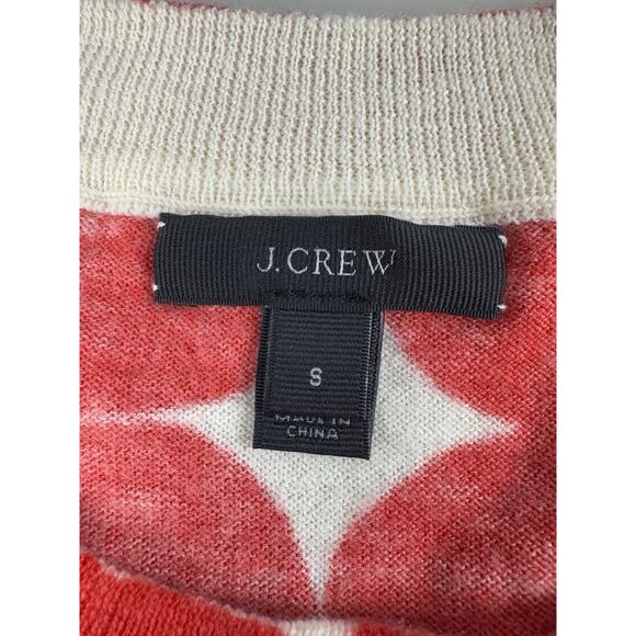 J.CREW Womens Merino Wool Sweater S Red White Blue Polka Dot Americana Preppy - Picture 2 of 9